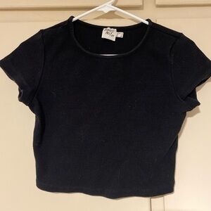 Black ribbed crop top